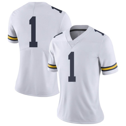 Nico Collins Michigan Wolverines Women's NCAA #1 White Limited Brand Jordan College Stitched Football Jersey VUI0054JX